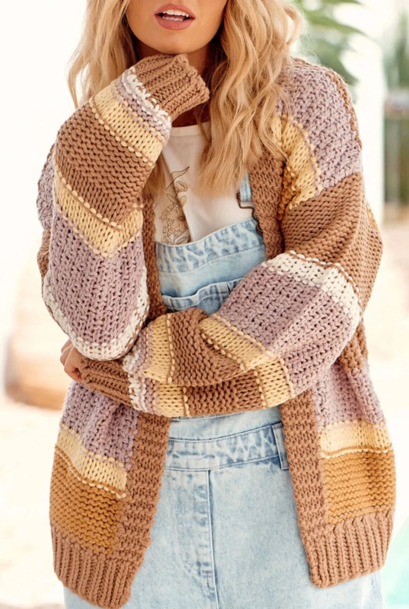 Tan 2025 popcorn cardigan