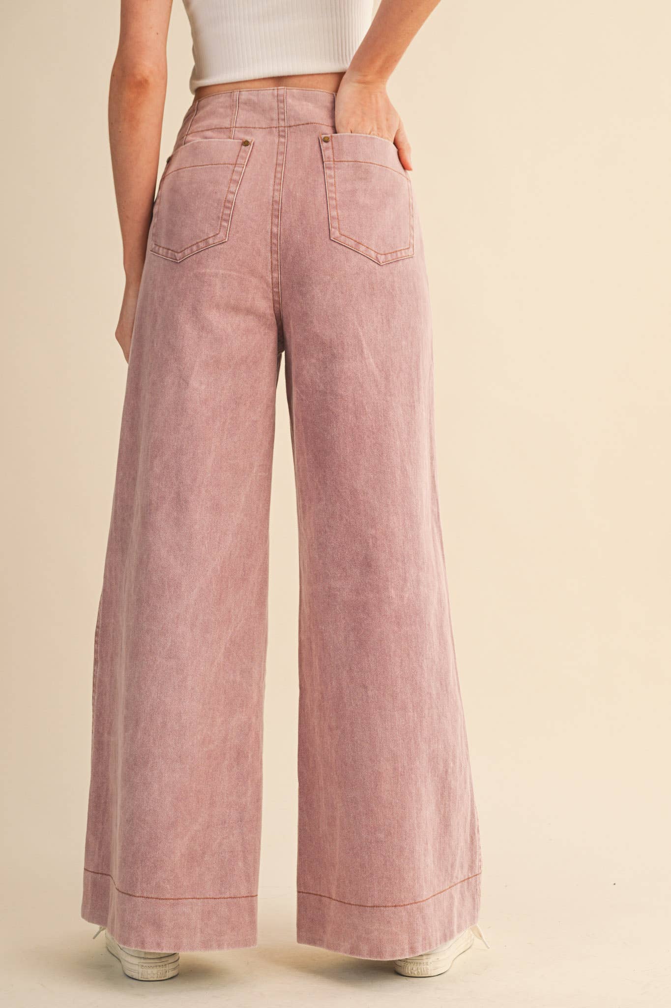 Wide Leg Braid Jeans Blush