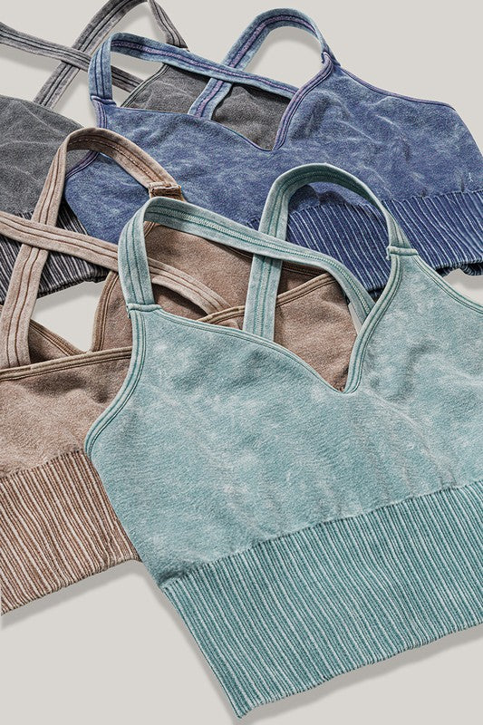 Aged Wash Sports Bra Ash Olive