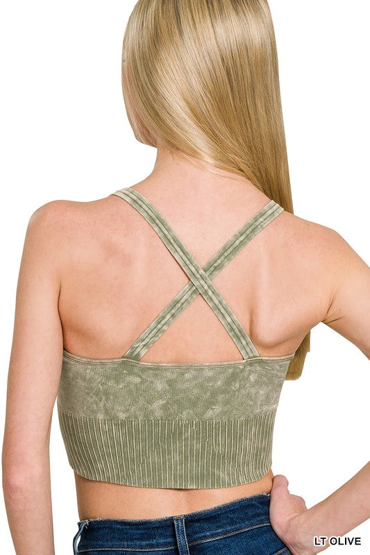 Aged Wash Sports Bra Ash Olive