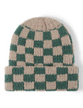 Checkered Chunky Knit Beanie Green