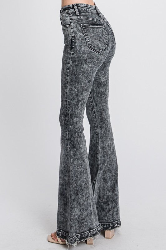 High Rise Flare Jeans Black Wash