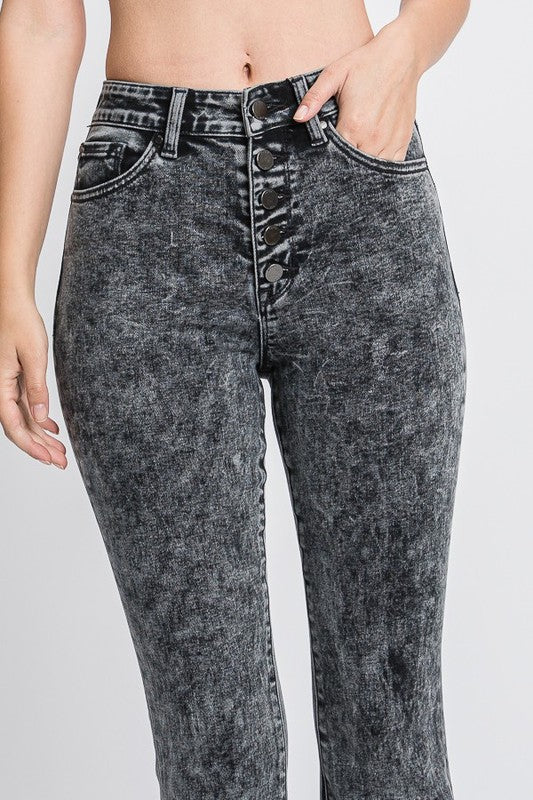 High Rise Flare Jeans Black Wash