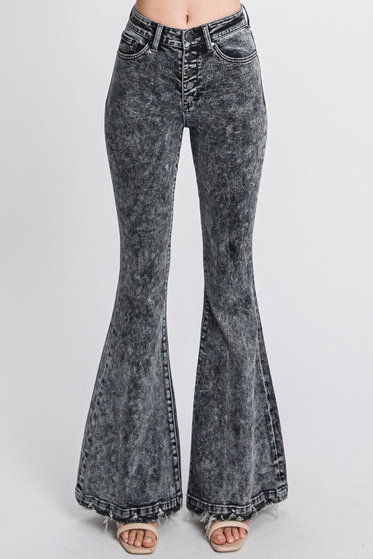 High Rise Flare Jeans Black Wash
