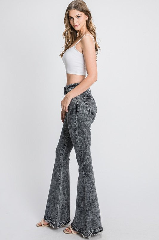 High Rise Flare Jeans Black Wash
