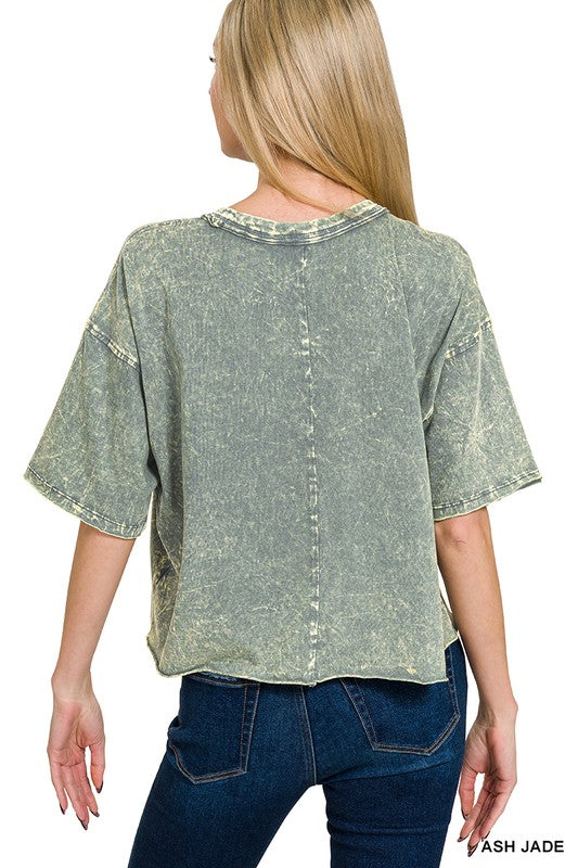 Acid Wash Crop Tee Black