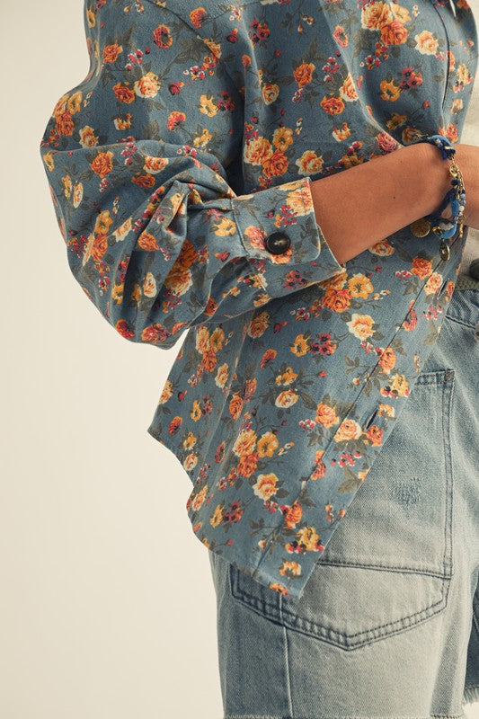 Spring Floral Denim Shacket