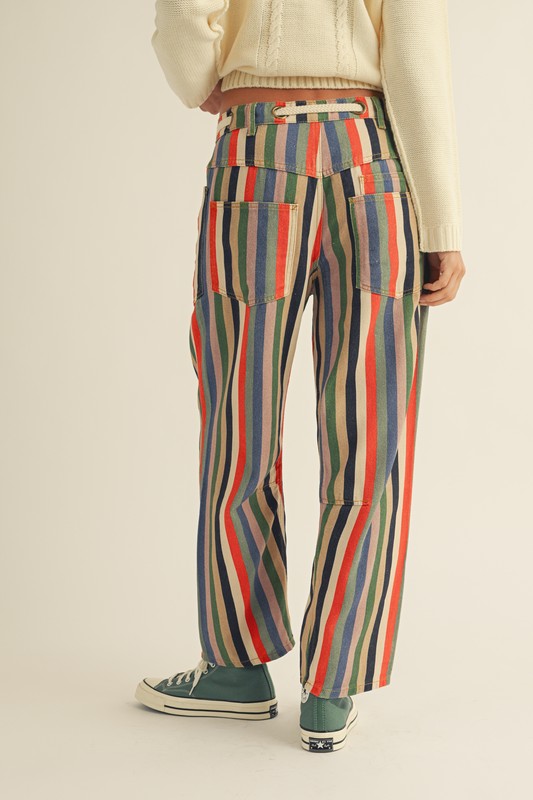 Retro Stripe Wide Leg Jeans