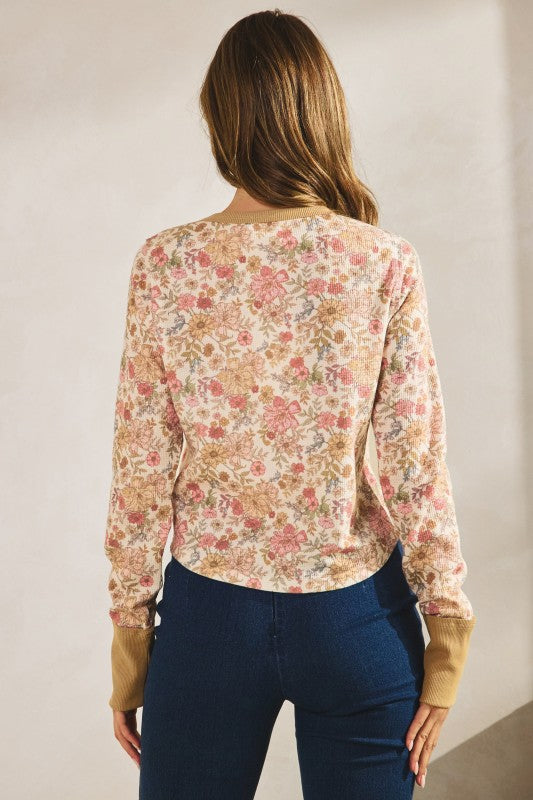 Floral Thumbhole Thermal Knit