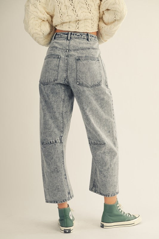 Acid Wash Wide Leg Jeans