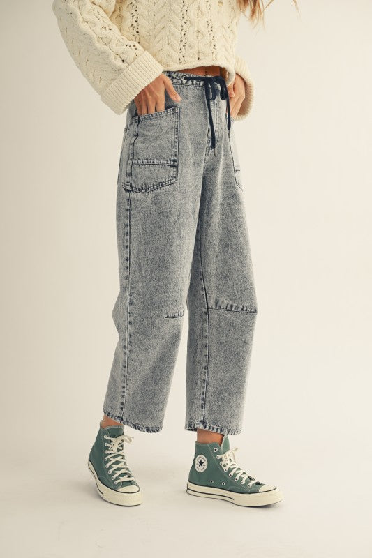 Acid Wash Wide Leg Jeans