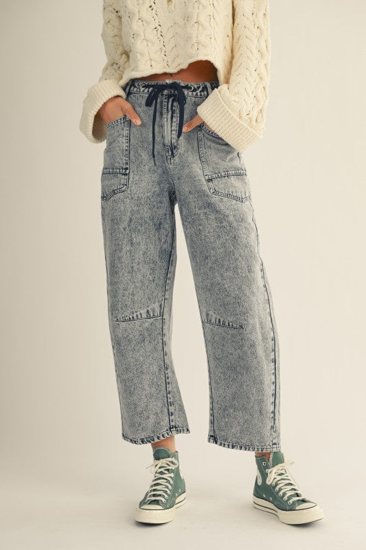 Acid Wash Wide Leg Jeans