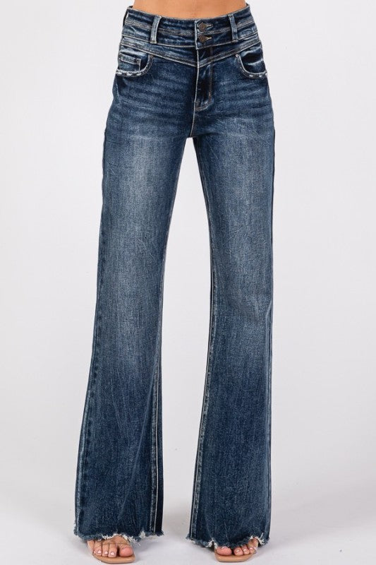 High Rise Stretch Wide Leg Jeans