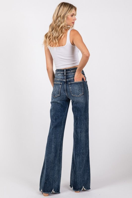 High Rise Stretch Wide Leg Jeans