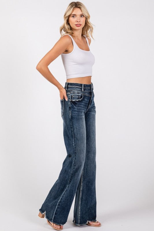 High Rise Stretch Wide Leg Jeans