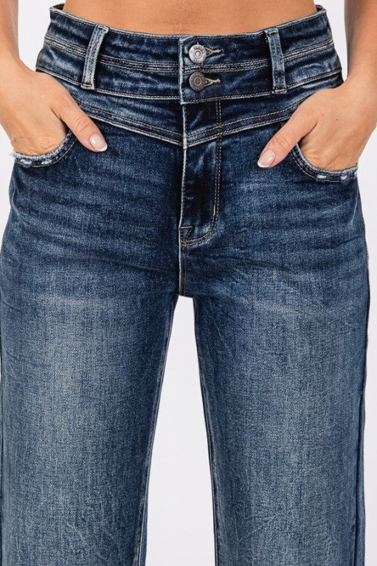 High Rise Stretch Wide Leg Jeans