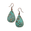 Copper Patina Earrings - Turquoise Floral and Vine