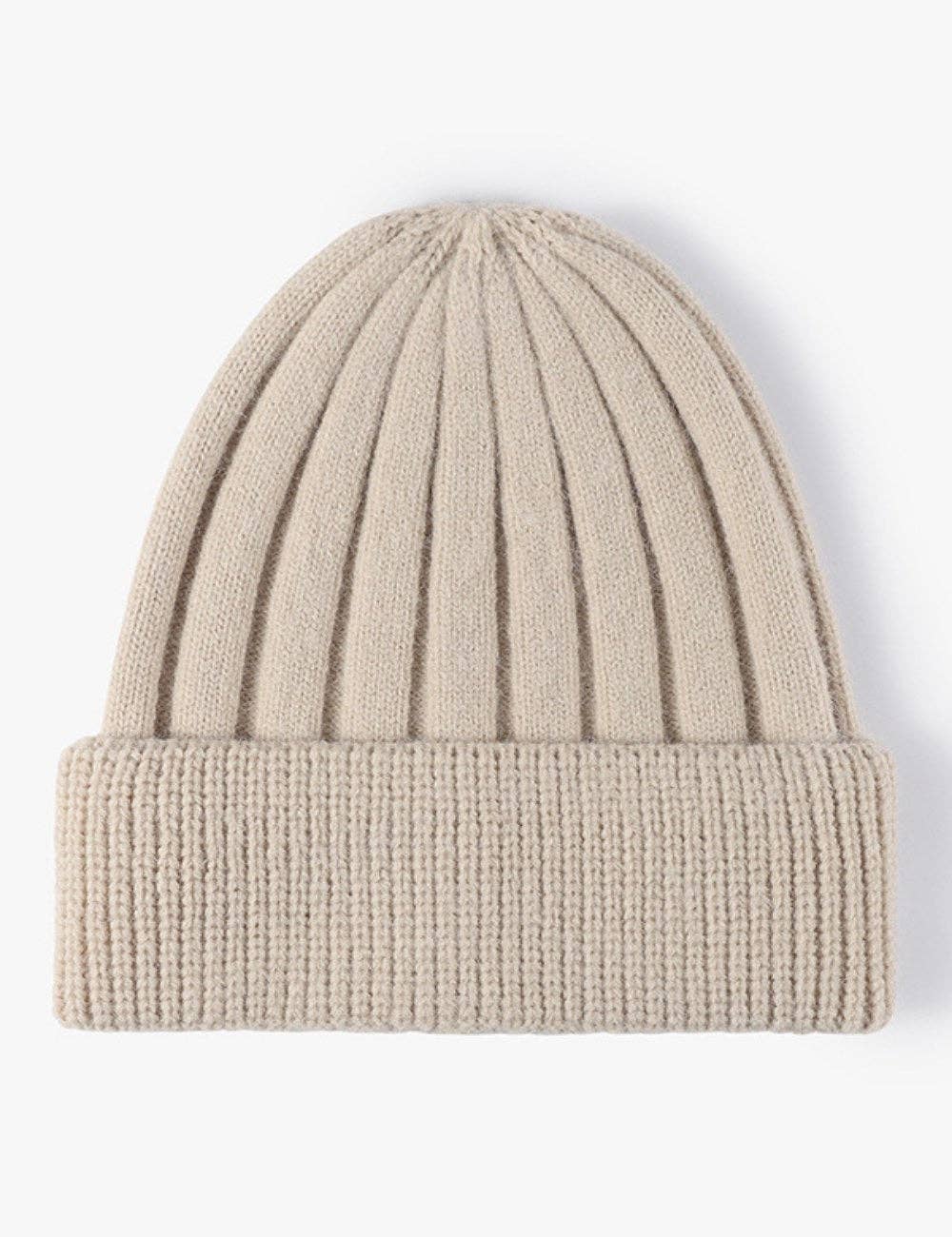Chunky Rib Knit Beanie Beige