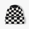 Checkered Chunky Knit Beanie Black