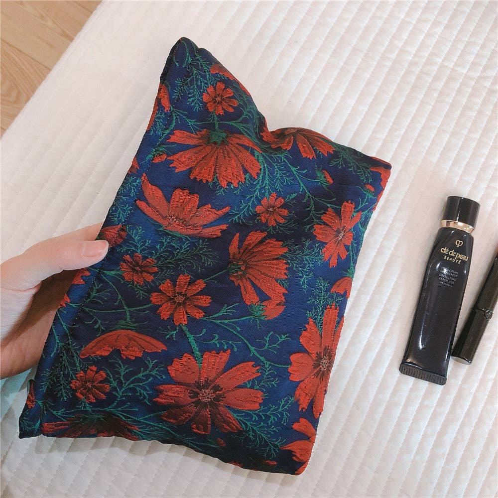 Retro Navy Floral Cosmetic Bag