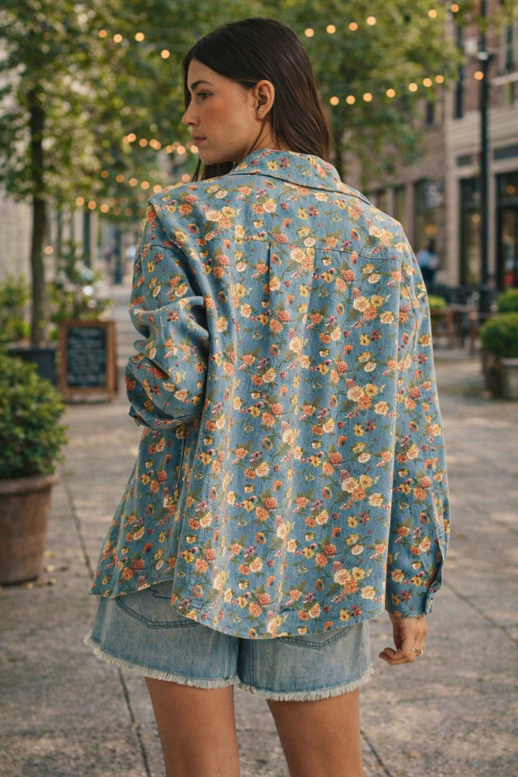 Spring Floral Denim Shacket