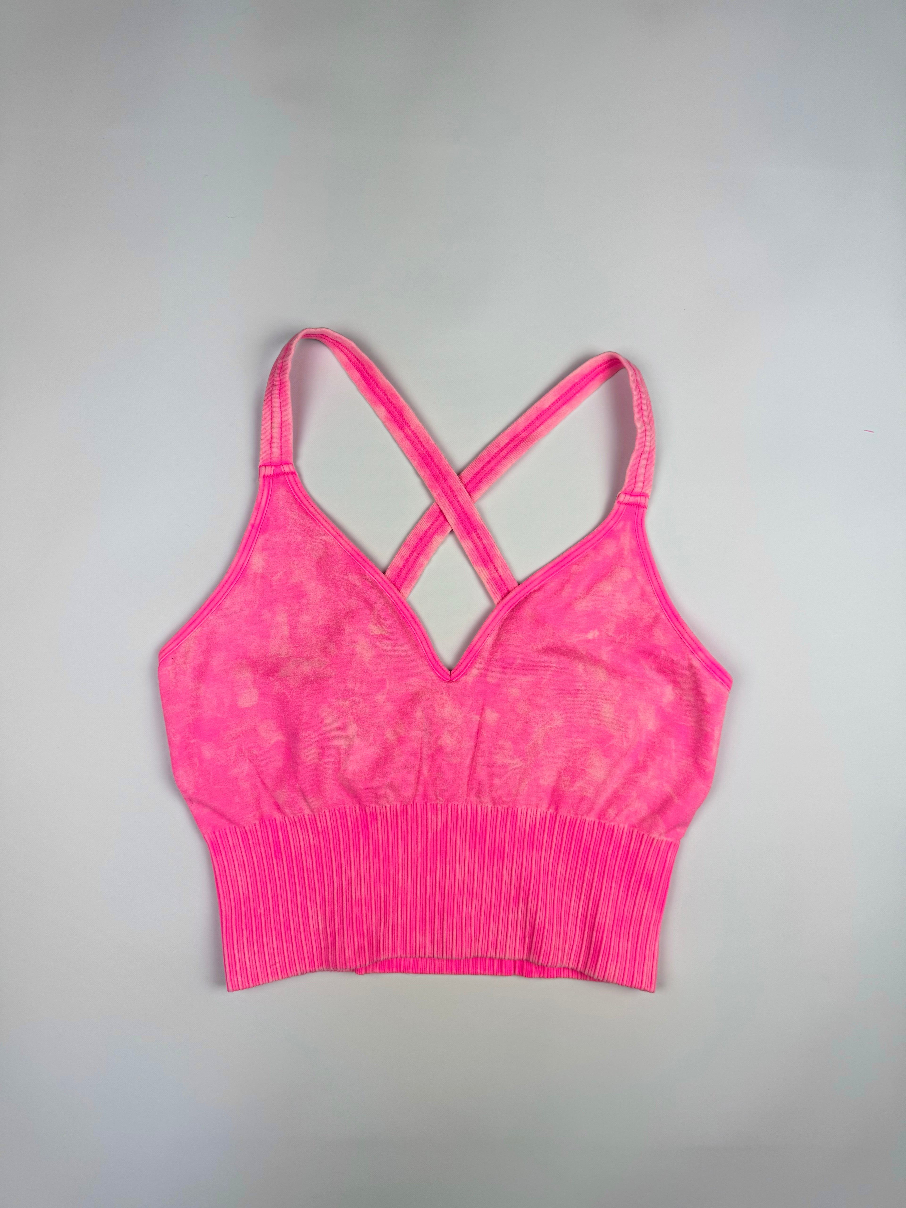 Aged Wash Sports Bra Fuschia