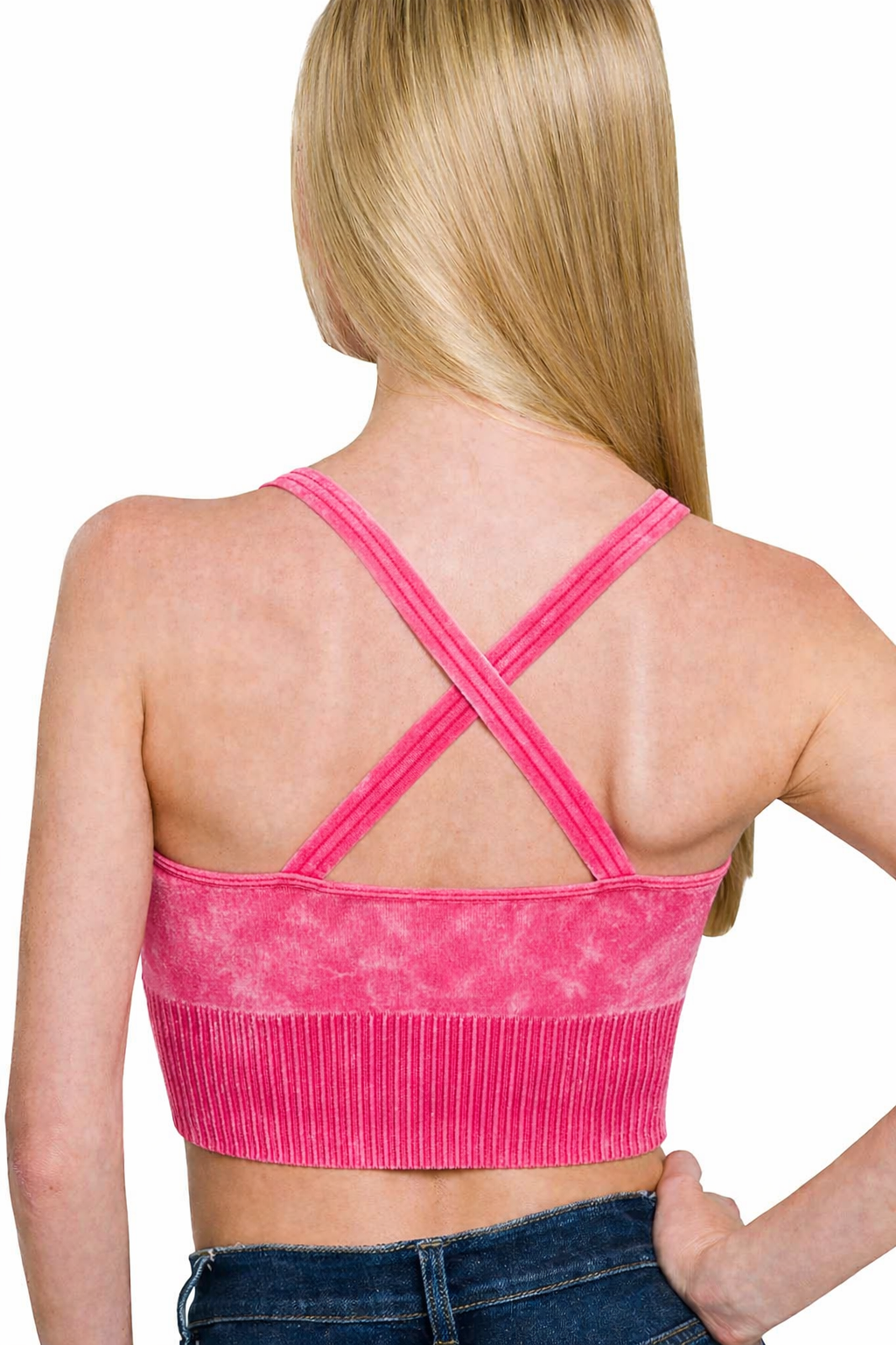 Aged Wash Sports Bra Fuschia
