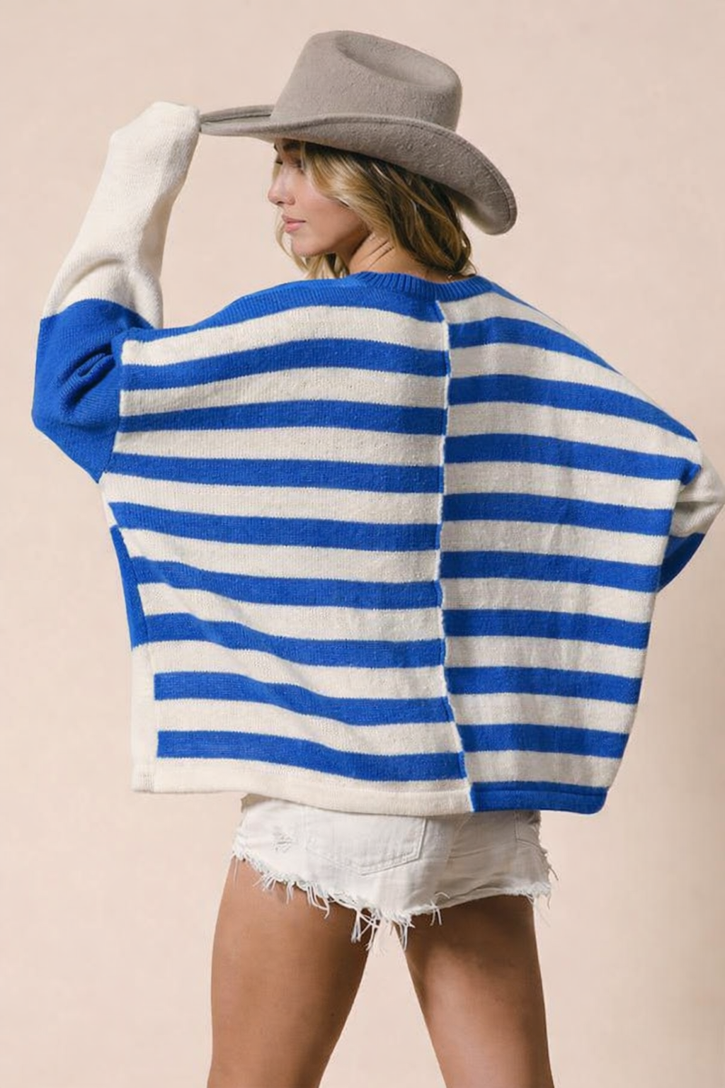 Oversized Color Block Hacci Sweater