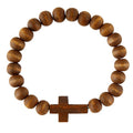 Wood Beaded Cross Bracelet