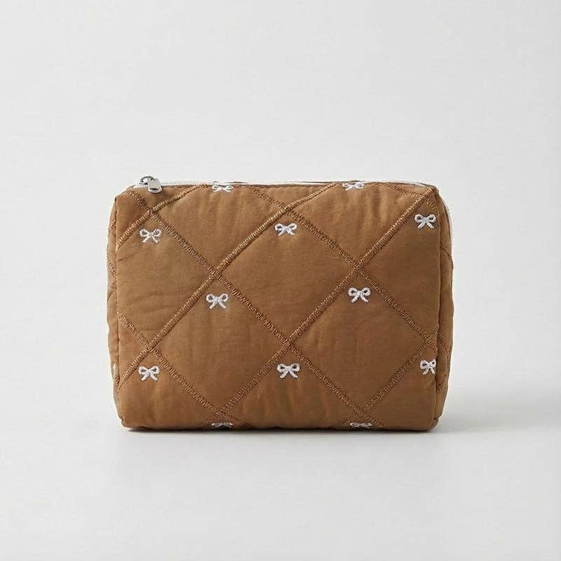 Quilted Bow Cosmetic Bag