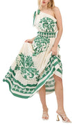 Damask Off Shoulder Maxi Green