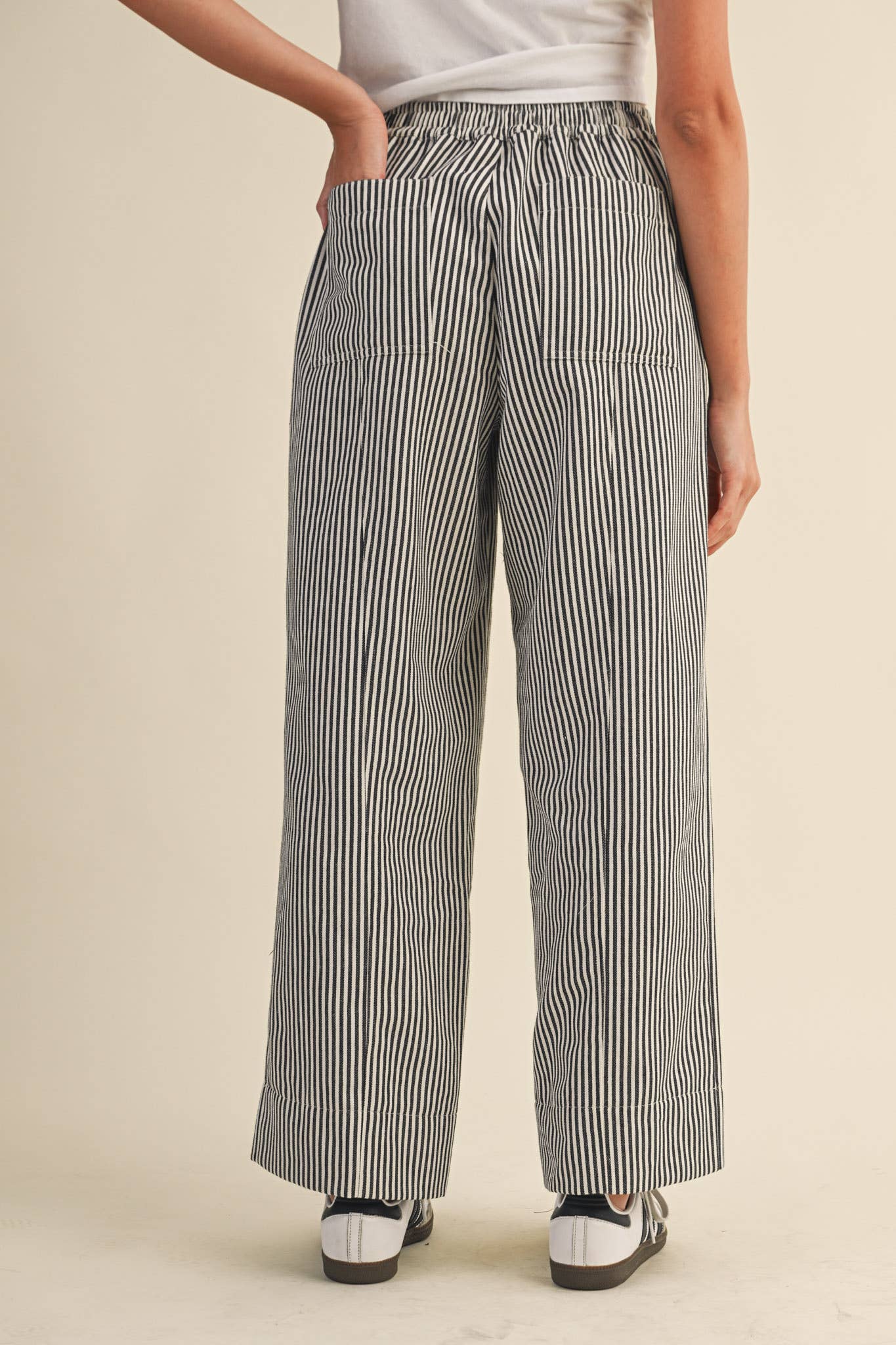 Chambray Stripe Wide Leg Pants