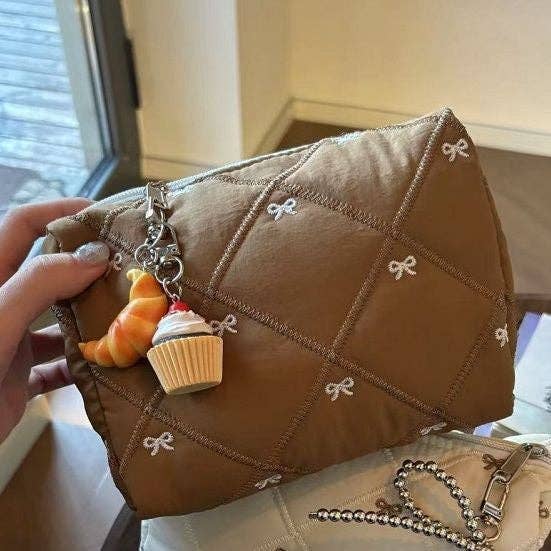Quilted Bow Cosmetic Bag