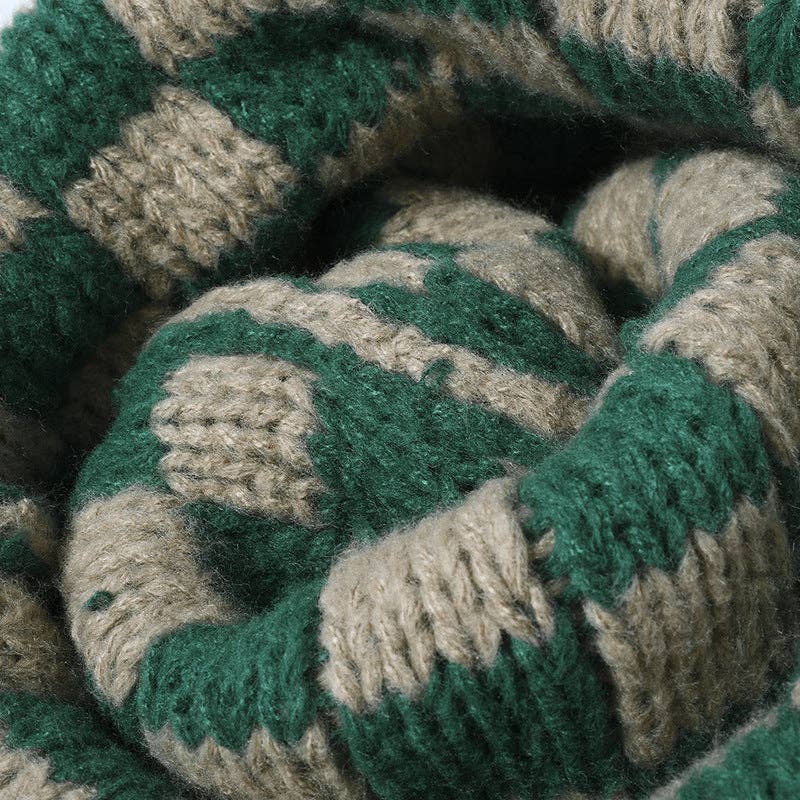 Checkered Chunky Knit Beanie Green