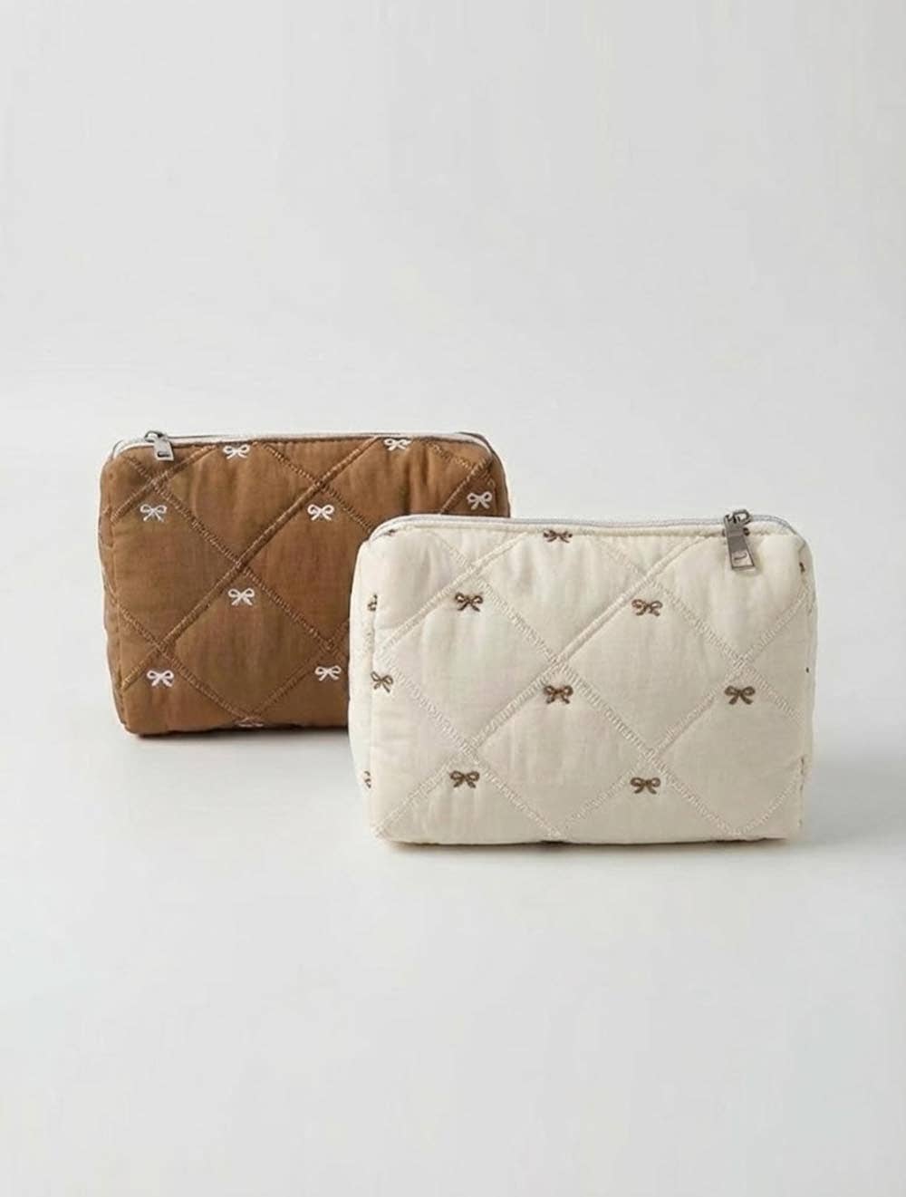 Quilted Bow Cosmetic Bag