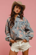 Floral Washed Denim Shacket