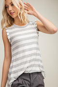 Avery Bold Stripe Ruffle Tank