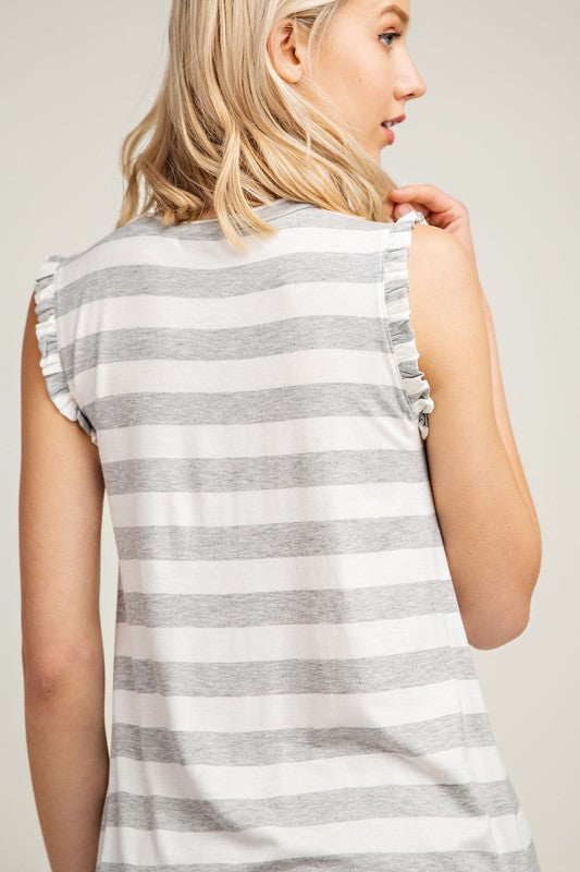 Avery Bold Stripe Ruffle Tank