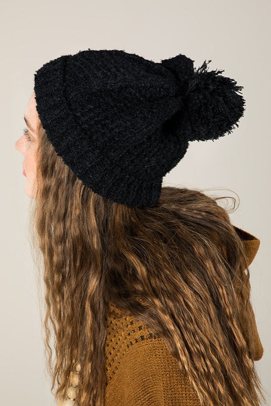 Cable Knit Pom Beanie