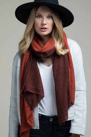 Two-Tone Wrap Scarf Rust