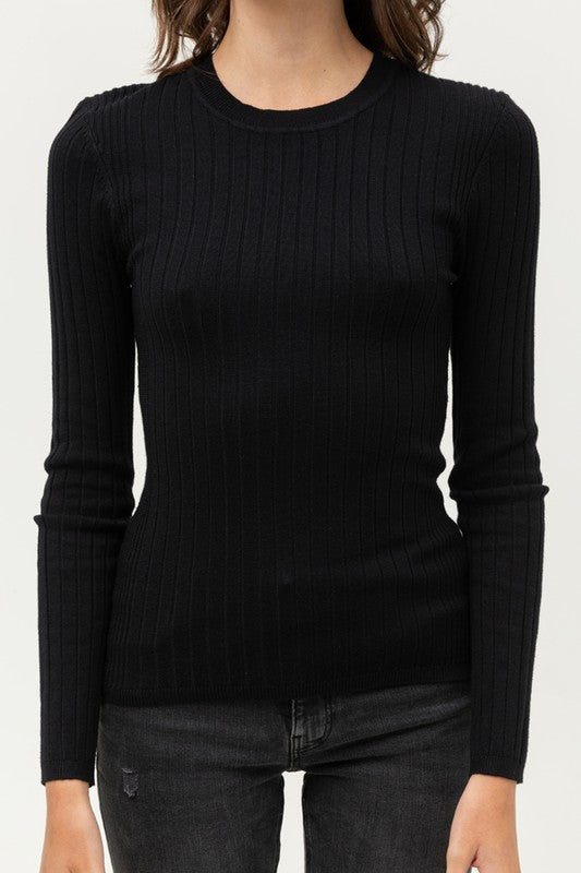 Marion Rib Knit Top Black