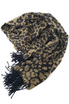 Brush Knit Tassel Scarf Leopard