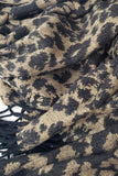 Brush Knit Tassel Scarf Leopard