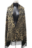 Brush Knit Tassel Scarf Leopard