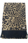 Brush Knit Tassel Scarf Leopard