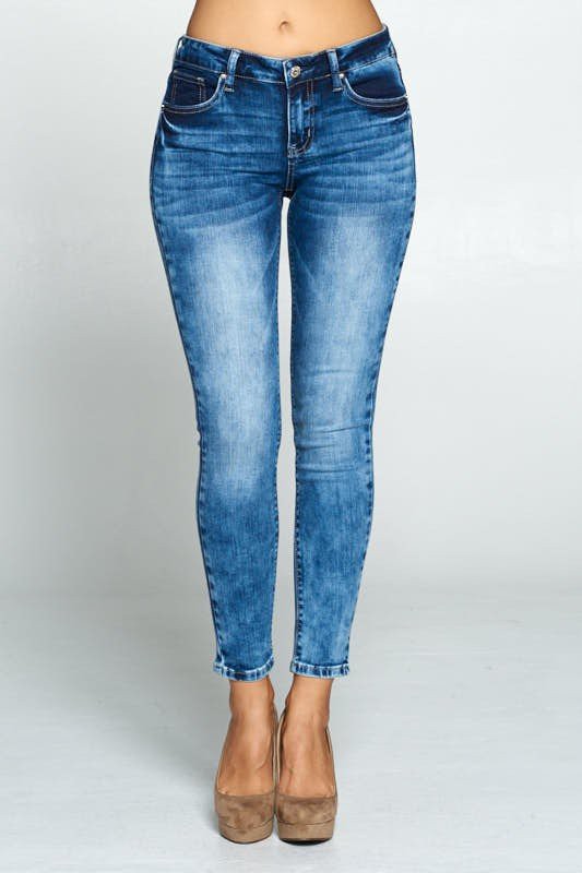 Acid Wash Skinny Med Wash Jeans