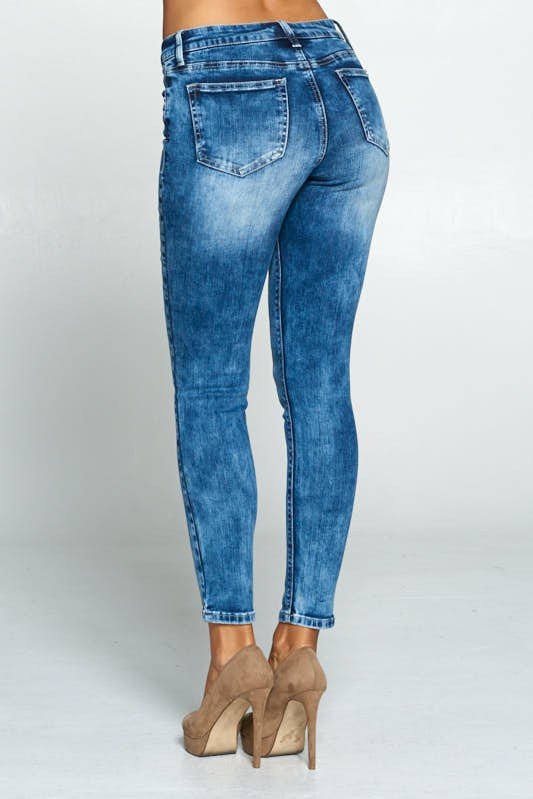Acid Wash Skinny Med Wash Jeans