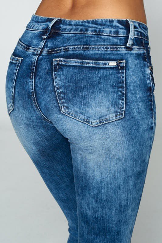Acid Wash Skinny Med Wash Jeans