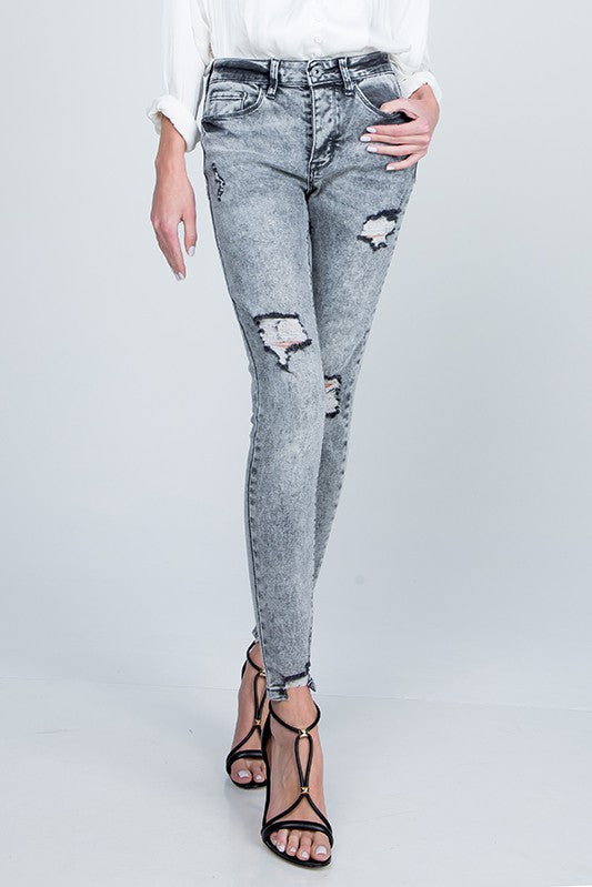 Acid Wash Distress Jeans