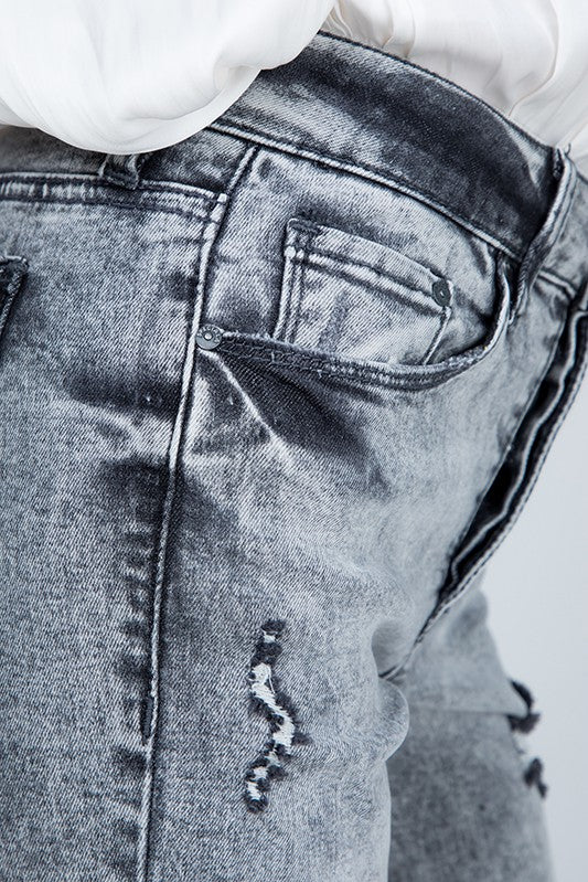 Acid Wash Distress Jeans